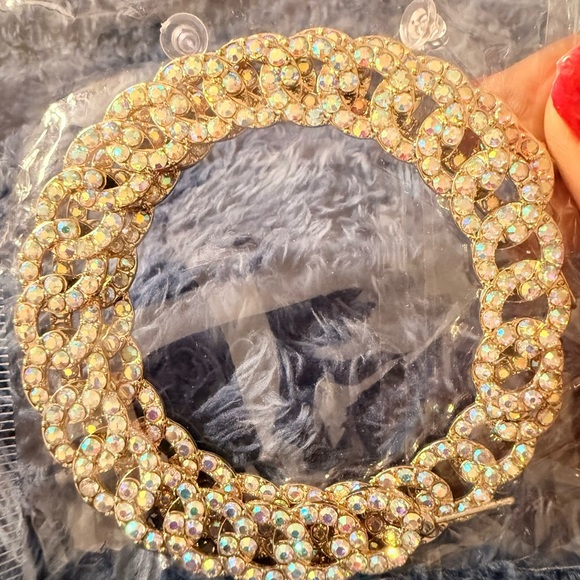 Retro Cuban Link Rhinestone Hoop Earrings (Various Colors) - Picture 8 of 9